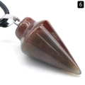 Cone-shaped natural red agate pendant with silver bail and black braided cord, style 6 - India Agate