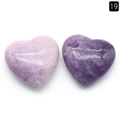 Polished purple crystal heart-shaped stones in light and dark shades for decor - Lepidolite 25mm