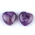 Polished amethyst heart-shaped stones with natural purple and white quartz texture - Amethyst 25mm