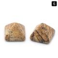 Pair of 8mm pyramid-cut picture jasper natural stones with unique woody patterns - Jasper