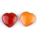 Polished natural crystal heart ornaments in deep red and bright orange hues - Red Agate 25mm