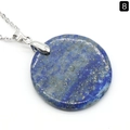Colgante redondo de lapislázuli con motas doradas y cadena de metal plateado - Lapislázuli
