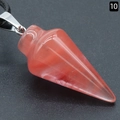 Cone-shaped natural crystal pendant in red aventurine with black cord necklace - Watermelon Red (Synthetic)