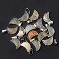 Mixed color natural agate moon pendants with polished finish and silver metal clasps - Natural Agate