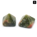 Natural unakite stone pyramid beads with green and orange mineral textures - Unakite
