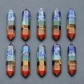 Set mit 10 polierten 7-Chakra-Heilsteinen in sechseckiger Form für Heilkristall-Therapie - 7 Chakra Sechseckiger Säulenstil (1288-1)