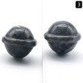 Miniature Saturn-shaped natural grey labradorite stone sphere with a unique cosmic ring - Larvikite