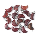 Natural red jasper crescent moon pendant with silver bail and unique stone patterns - Red Jasper