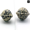 Saturn-shaped natural Dalmatian Jasper stone planet ornament with black spots - Dalmatian Jasper