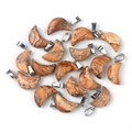 Picture Jasper crescent moon pendant with natural brown and beige marble texture - Jasper