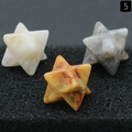 Drei Merkaba-Energiestirne aus natürlichem rotem Jaspis und Marmor zur Meditation - Crazy Achat (Einzelstück)
