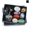 Chakra-Heilkristall-Set mit Sternanhänger und sieben Natursteinen in einer Geschenkbox - Stern-Anhänger-Set