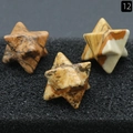 Set aus drei Picture-Jaspis Merkaba-Sternen mit natürlichen braunen Holzmaserungen - Bilderjaspis (Einzelstück)