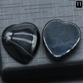 Pierre de cristal naturel cœur noir poli 22x25mm pour l'incrustation de bijoux - Agate noire