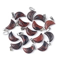 Natural crescent moon stone pendant in reddish-black agate with a silver bail - Mahogany Obsidian