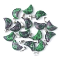 Natural Ruby Zoisite moon-shaped pendant with silver bail in vibrant green and purple - Ruby Zoisite