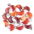 Collection of crescent moon-shaped red agate pendants with polished silver clasps - Red Agate