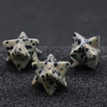 Merkaba-Stern Set aus natürlichem Jaspis Stein mit schwarzem Punktmuster Dekor - Dalmatiner-Jaspis (Einzelstück)
