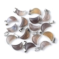 Polished crescent-shaped natural agate stone pendants with silver metal clasps - Grey Agate