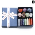 Kit de sanación de chakras con 7 piedras y 7 pilares de cristal en caja de regalo azul - En Caja Aventurina Roja (Columna + Irregular)