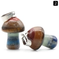 Pendentif champignon en cristal poli avec couches de pierres colorées et fermoir argent - Fermoir Argenté
