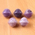 Set of five purple natural stone mini planet carvings with ringed Saturn design - Lilac Purple