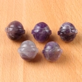 Five lollipop-shaped natural amethyst gemstone carvings with unique crystal patterns - Purple Crystal