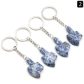Hand gesture keychain set made of blue sodalite natural stone with silver metal rings - Middle Finger Gesture Style / Sodalite