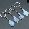 Opalite-style middle finger gesture keychain charms with silver metal rings - Synthetic Opal