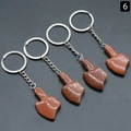 Brown goldstone mini axe keychain set with sparkling finish and silver metal ring - Synthetic Goldstone