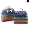 Coppia di borse in pietre chakra colorate con manici in metallo decorativo - Argento