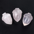 Three hand-carved natural rose quartz acorn pendants for jewelry making on black background - Rose Quartz (1pc)