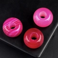 Trois perles d'agate rose vif à large trou pour la création de bijoux DIY - 12x18mm (1 pièce) / Agate rouge rose