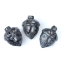 Tre pietre di cristallo di labradorite grigia a forma di ghianda con trama naturale - Pietra flash nera (1 pezzo)
