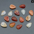 Red agate leaf-shaped carved beads for DIY jewelry making with realistic vein texture - Red Agate
