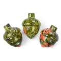 Tre ghiande in pietra naturale unakite con motivi verdi e arancioni unici - Unakite (1 pz)