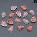 Carved pink quartz leaf beads for DIY jewelry making, set of 14 pieces with drill holes - Watermelon Red (Synthetic)