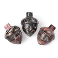 Tre ghiande scolpite in rodonite naturale con fori per accessori di gioielli DIY - Rodonite