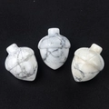 Tre ciondoli a forma di ghianda in pietra howlite bianca con venature marmoree grigie - Turchese bianco (1 pezzo)