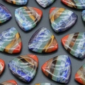 Polished triangular rainbow crystal healing stone with layered multi-color gemstone layers - Colorful Splicing