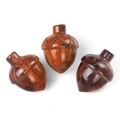 Tre figurine di ghiande in diaspro rosso con cappucci testurizzati e pietra lucida - Occhio di Tigre (1 pz)