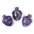 Tre ghiande in ametista naturale intagliata con sfumature di cristallo viola intenso - Ametista (1 pz)