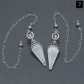 Natural white crystal hexagonal prism pendulum with vintage silver floral metal clasp - White Crystal