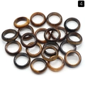 Stack of natural tiger eye stone rings showing golden cat-eye effect and silk luster - 18-20mm Inner Diameter / Tiger's Eye (1pc)