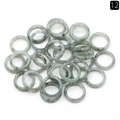 Polished natural agate stone ring with gray-green mineral spots in variant 12 - 18-20mm Inner Diameter / Labradorite (1pc)