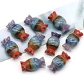 Ornement bonbon en pierres naturelles 7 chakras avec perles de cristal polies - Forme de Bonbon (1377-1)