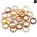 Natural agate stone ring set in amber and red carnelian colors with smooth finish - 18-20mm Inner Diameter / Yellow Jade (Single)