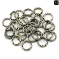 Natural spotted marble stone ring band with black speckled texture in stacked view - 18-20mm Inner Diameter / Dalmatian Jasper (1pc)