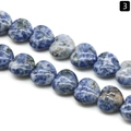 Blue and white marbled heart-shaped sodalite stone beads for DIY jewelry making - 16mm / Sodalite