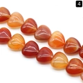 Red agate heart-shaped loose gemstone beads for DIY jewelry making and crafts - 16mm / Red Agate